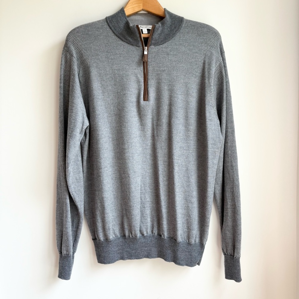 Peter Millar merino wool sweater 1/4 zip gray *has hole*